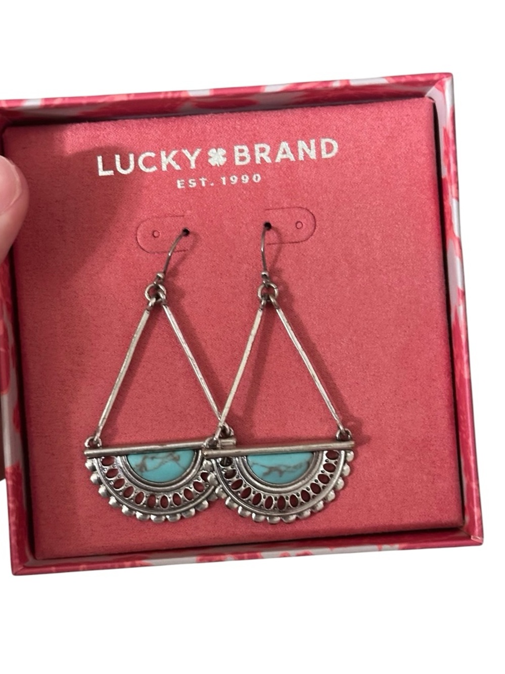 Lucky Brand Silver and Turquoise Crescent Drop Earrings